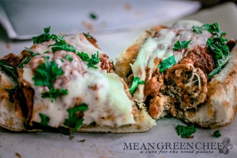 Meatball and Italian Sausage Subs with Pesto Recipe | Mean Green Chef