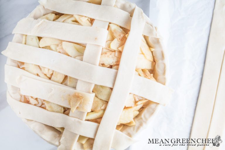 Caramel apple pie with lattice work