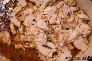 Shredded chicken for Thai Chicken Lettuce Wraps.