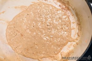 Flour roux starting to turn golden brown for Bistro Broccoli Cheese Soup.