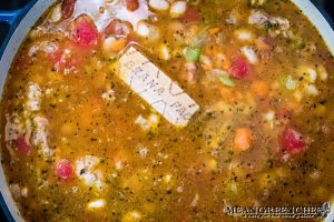 Cooking Pasta e Fagioli in a Dutch Oven.