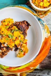 Blackened Chicken topped with Fresh mango Salsa