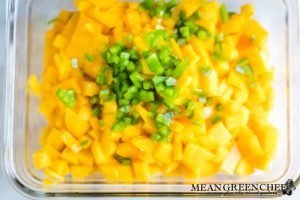 Mangoes and jalapenos for mango salsa.