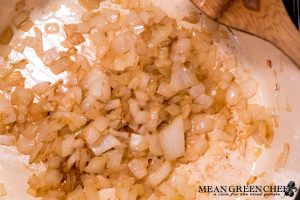 Onions cooking for Pumpkin Chicken Chili