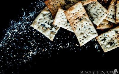 Herbed Crackers on a black background.